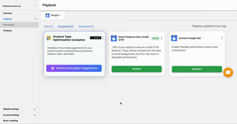 FeedOps Product Type Review and Approve AI Suggestions 