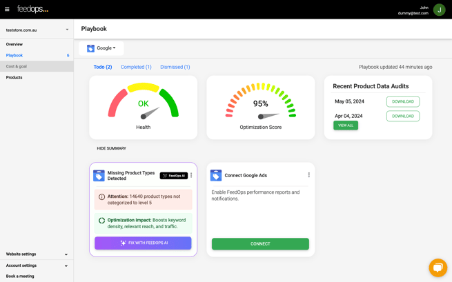 Playbook Card FeedOps AI Missing Product Type Detected 