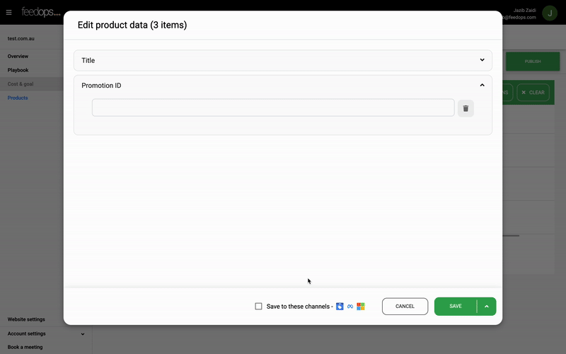 Manually assigning promotion ids in feedops