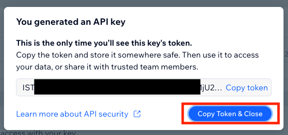 Wix API Key Copy